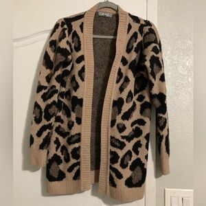 Marled Black and Tan Animal Print Cardigan